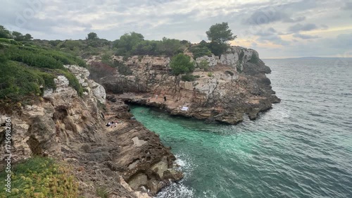 Scenic rocky cove with turquoise water in mallorca
