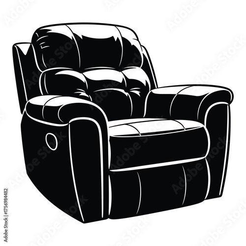 Luxurious plush recliner armchair comfortable seating for living room home furniture design isolated object graphic element silhouette