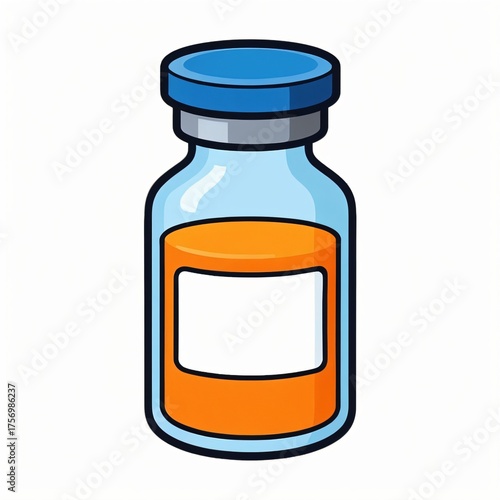 Medicine Bottle Cartoon Icon Isolated on White Background