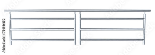 A 3D render of a modular stainless steel handrail system. This sleek, functional graphic is ideal for architecture, construction, and safety diagrams.