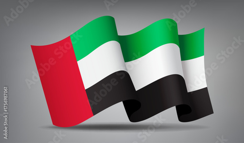 Waving Flag of the United Arab Emirates (UAE)