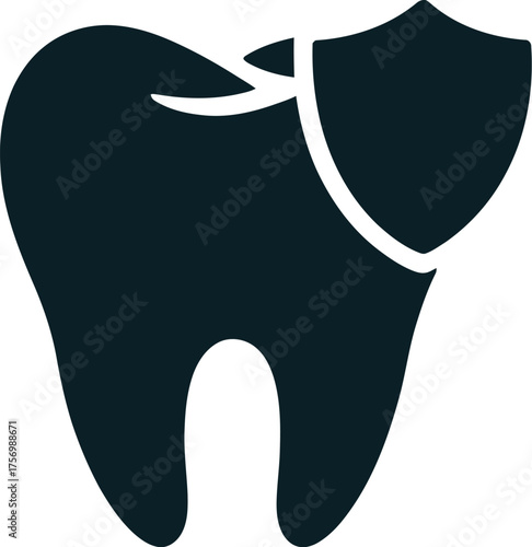 Tooth Shield Icon Dental Protection Hygiene Symbol