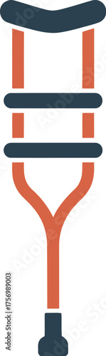Vector image of crutch rehabilitation mobility support medical equipment assistance
