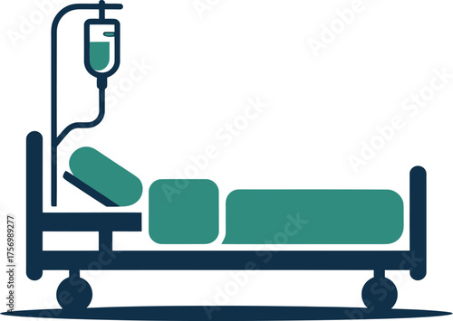 Medical Bed with IV Drip Therapy Hospital Patient Healthcare Treatment Recovery