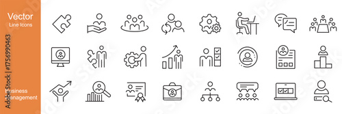 Business Management Icons - Vector Line Icons. Editable Stroke.