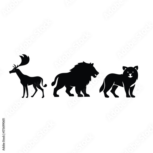 Minimalist Forest and Safari Animal Figures for Design Projects