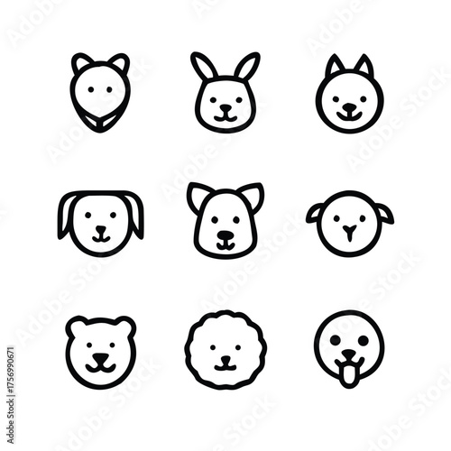 Doodle Style Animal Face Collection for Pet Store Branding