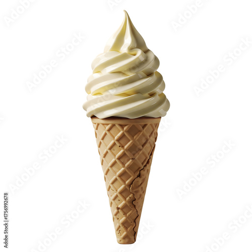 Sweet Swirl: A delectable ice cream cone with a luscious swirl of vanilla ice cream. Evoking the simplicity and pure pleasure of a sweet treat