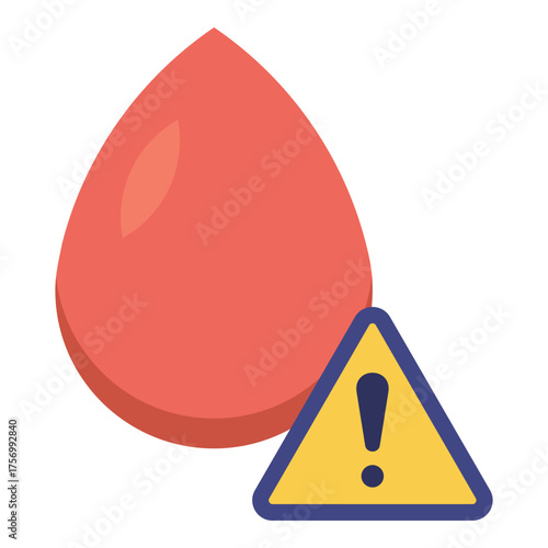 blood with warning sign icon flat icon