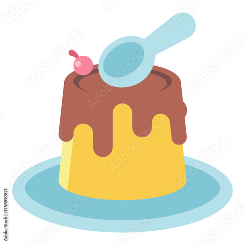 caramel custard pudding icon flat icon