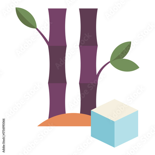sucrose sugar from sugarcane icon flat icon