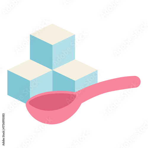 sugar cubes stack with spoon icon flat icon