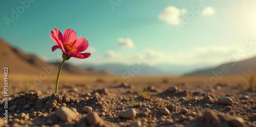 A single, wilting flower in a desolate landscape, symbolizing loneliness and exhaustion , tired, hopeless