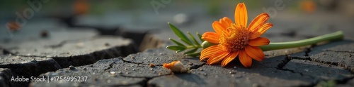 A somber image depicting a single, wilted flower lying on cracked earth, symbolizing the fragility of life and the finality of death after injury ,  sorrow,  heartbreak,  fragile