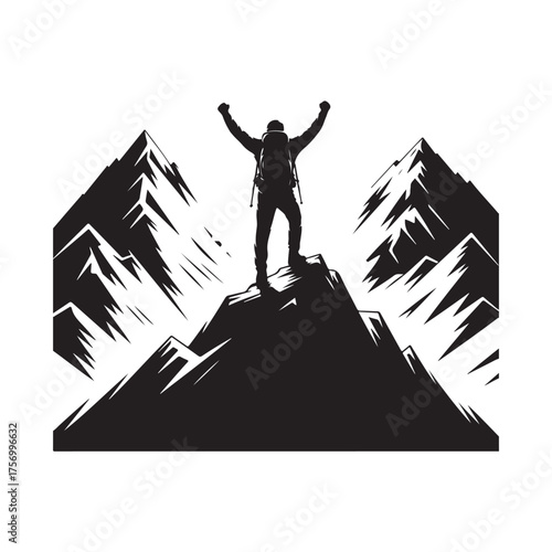 A mountaineer hiking on the mountain.