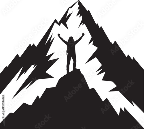 A mountaineer hiking on the mountain.