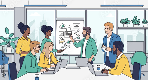 Diverse Team Collaborating During Business Presentation Meeting.