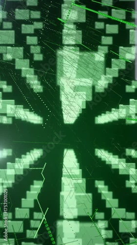 Animation of network of envelope icons and online security padlock over computer circuit board