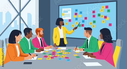 Diverse Team Members in a Business Meeting Discussing Strategy.