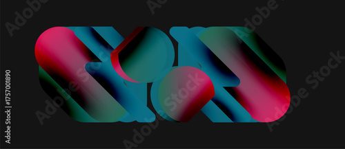 Abstract fluid shapes blend vibrant pinks, teals, blues. Dynamic composition creates modern visual impact. Smooth gradients define forms.