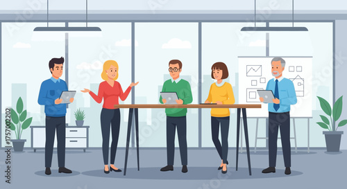 Team of Professionals Collaborating in Modern Office Setting.