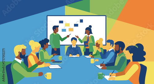 Diverse Team Meeting Around a Conference Table.