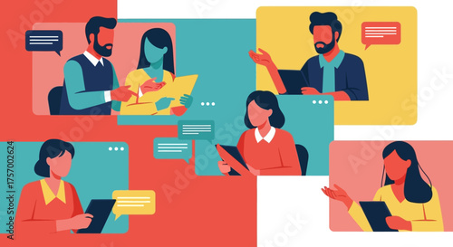 Diverse People Engaging in Virtual Online Meeting.