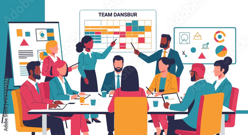 Business Team Meeting Around Table Discussing Strategy.