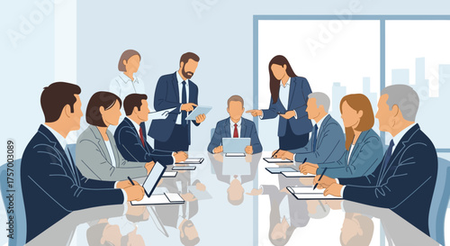 Business Team Meeting Around a Conference Table.