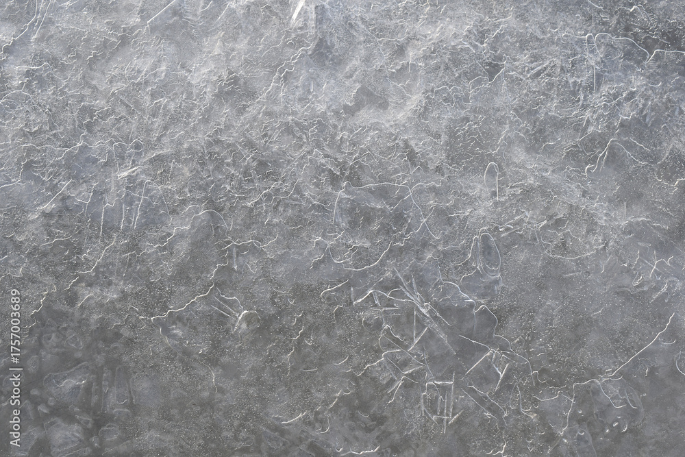 Naklejka premium Thin ice on the river. Background.