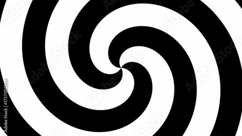 Black and white simple hypnotic spiral background, geometric animation
