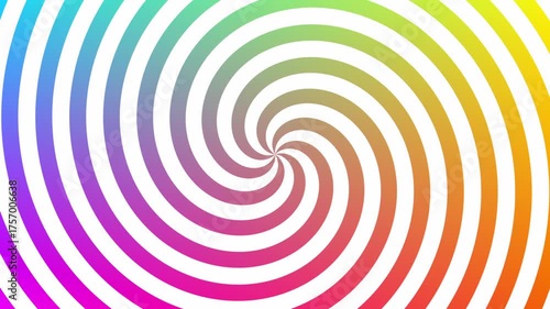 Colorful and white simple hypnotic spiral background, geometric animation