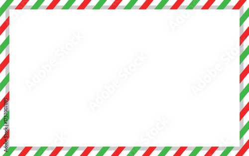 Christmas Candy Cane Frame, Red and Green Striped Holiday Border for Greeting Cards, Invitations, Social Media & Printable Templates