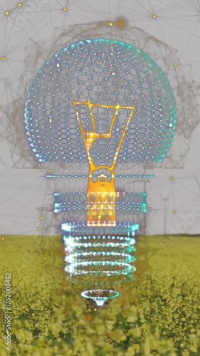 Animation of light bulbs and data processing with connections