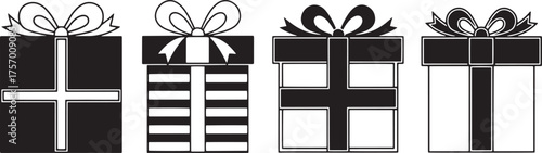 set of Christmas gift box on transparent background 