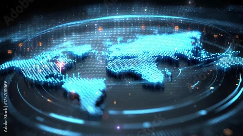 A futuristic hologram of world map. technology or data visualization. world map