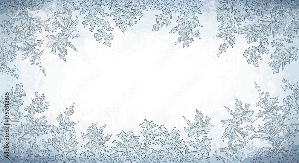 Obraz premium Delicate Blue Snowflake Border on White Backdrop for Winter Themed Designs