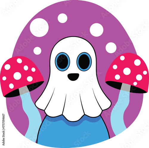  A vibrant digital illustration in a retro screen vector on a white background