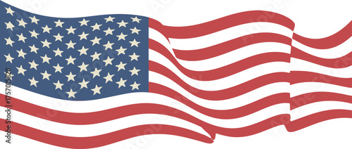 Waving american flag banner national symbol motion freedom vector
