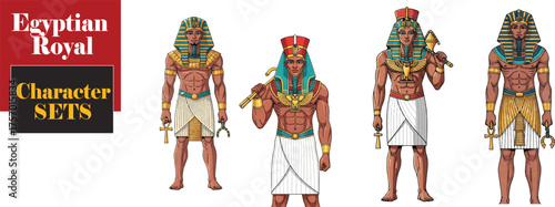 Egyptian Royal Character Group – Pharaoh and Priestly Figures
