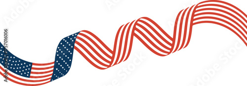 Waving american flag ribbon design flowing smoothly vector