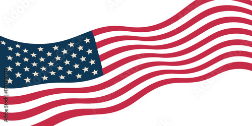 Waving american flag background design motion patriotism vector
