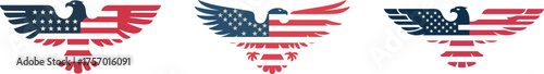 Eagle and american flag silhouette set for patriotic designs vector