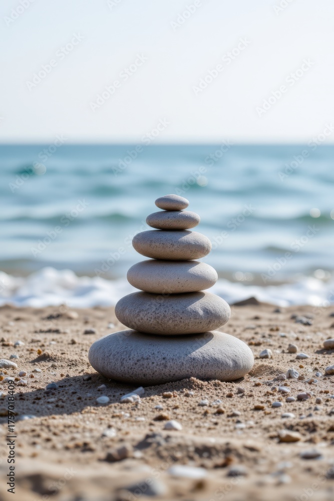 Fototapeta premium Beach Scene Balance Stability Ocean Sky