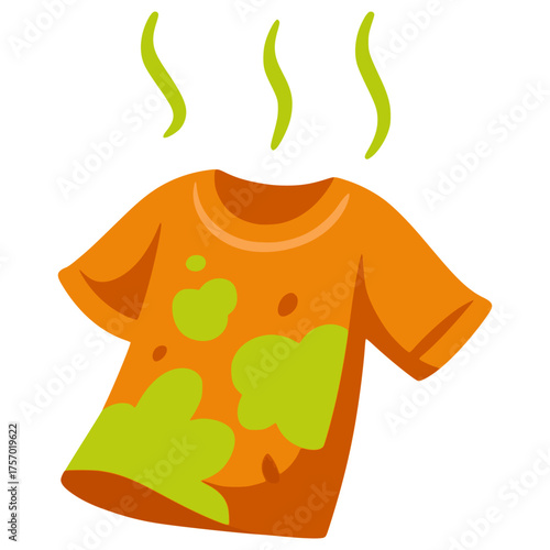dirty smell t shirt germ bacteria flat color vector illustration template design