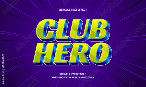 club hero editable text effect