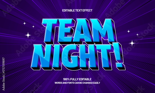 team night editable text effect