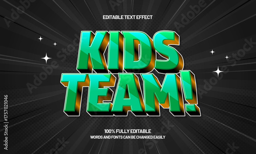 kids team editable text effect