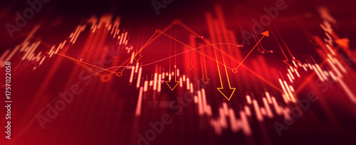 Economic crisis, financial background. Financial graph chart falling,global economic recession, stock market crash, growth inflation.	

