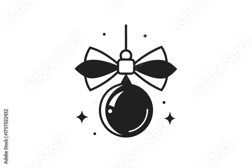 bow with hanging ornament icon minimal elegant decoration illustration